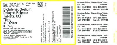 Label 75mg 30ct (Label Diclofenac Sodium Dr Tabs 75mg Bpi(10544 921 30) Actavis(0228 2551 11) Rev1)
